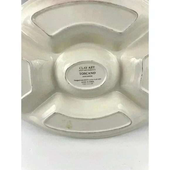 VTG Bright Vegetable Oval Platter 18"X14" Toscano 2001 Hand Painted Clay Art - Picture 7 of 8